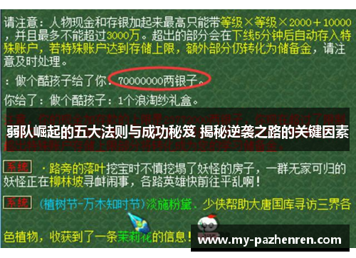 弱队崛起的五大法则与成功秘笈 揭秘逆袭之路的关键因素
